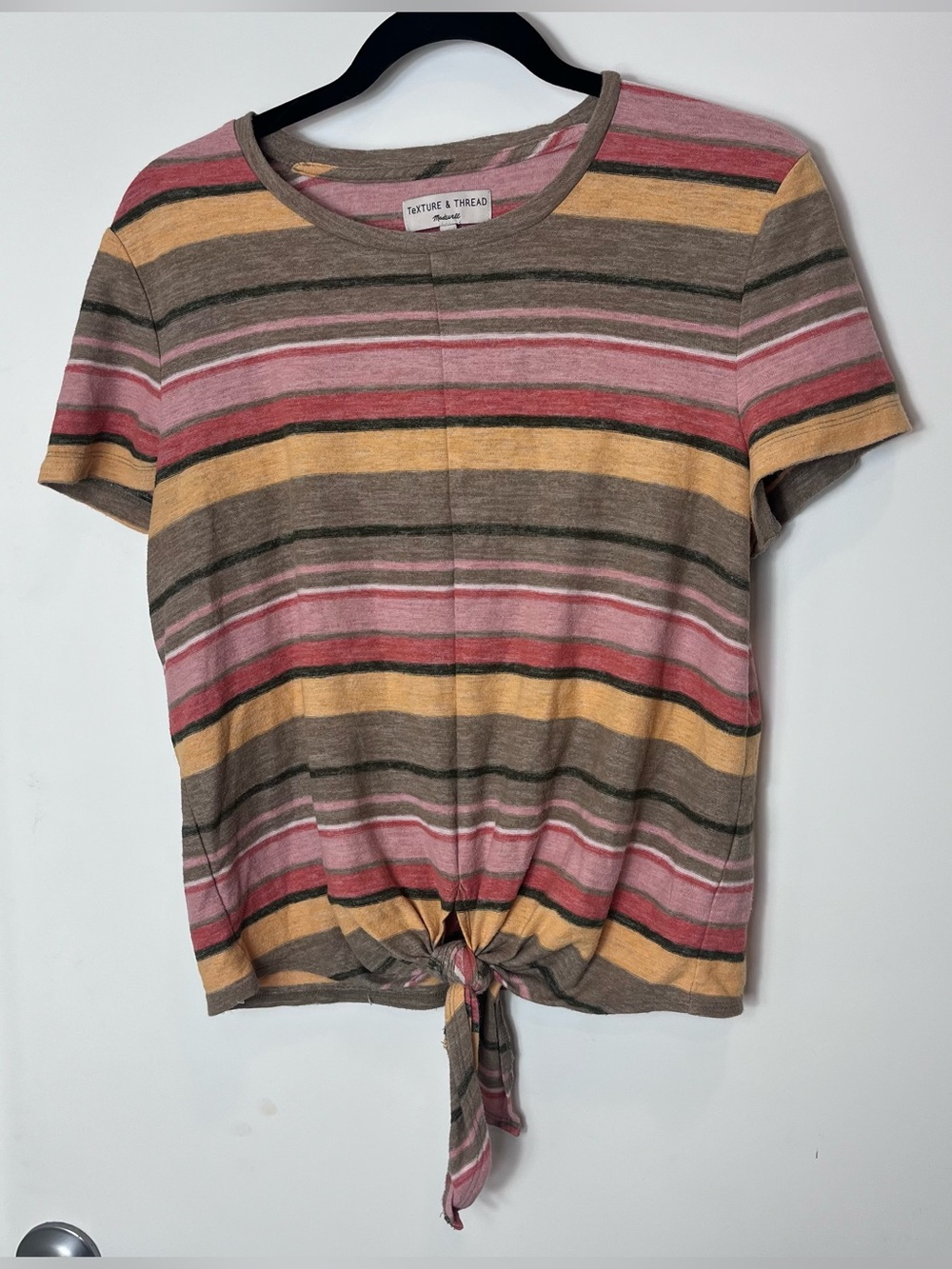 Madewell Texture & Thread Modern Tie-Front Top Kieran Colorful Striped SS Large